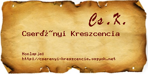 Cserényi Kreszcencia névjegykártya